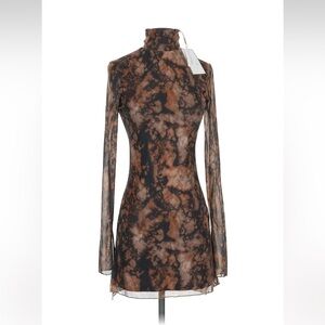 Elegant Long Sleeve Tie-Dye Dress